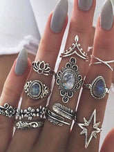 Juego de 11 anillos vintage con diseño mixto
